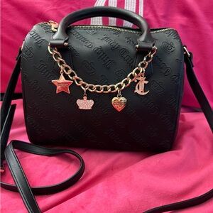 Juicy Couture Black Satchel with Gold Charms